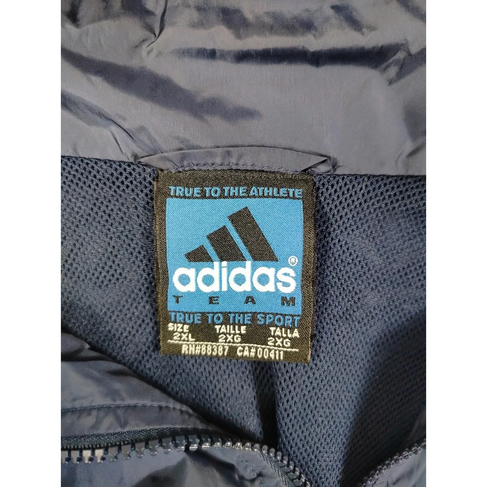 Vintage Notre Dame Fighting Irish Jacket Mens 2XL Blue NCAA Adidas 1/4 Zip Y2K